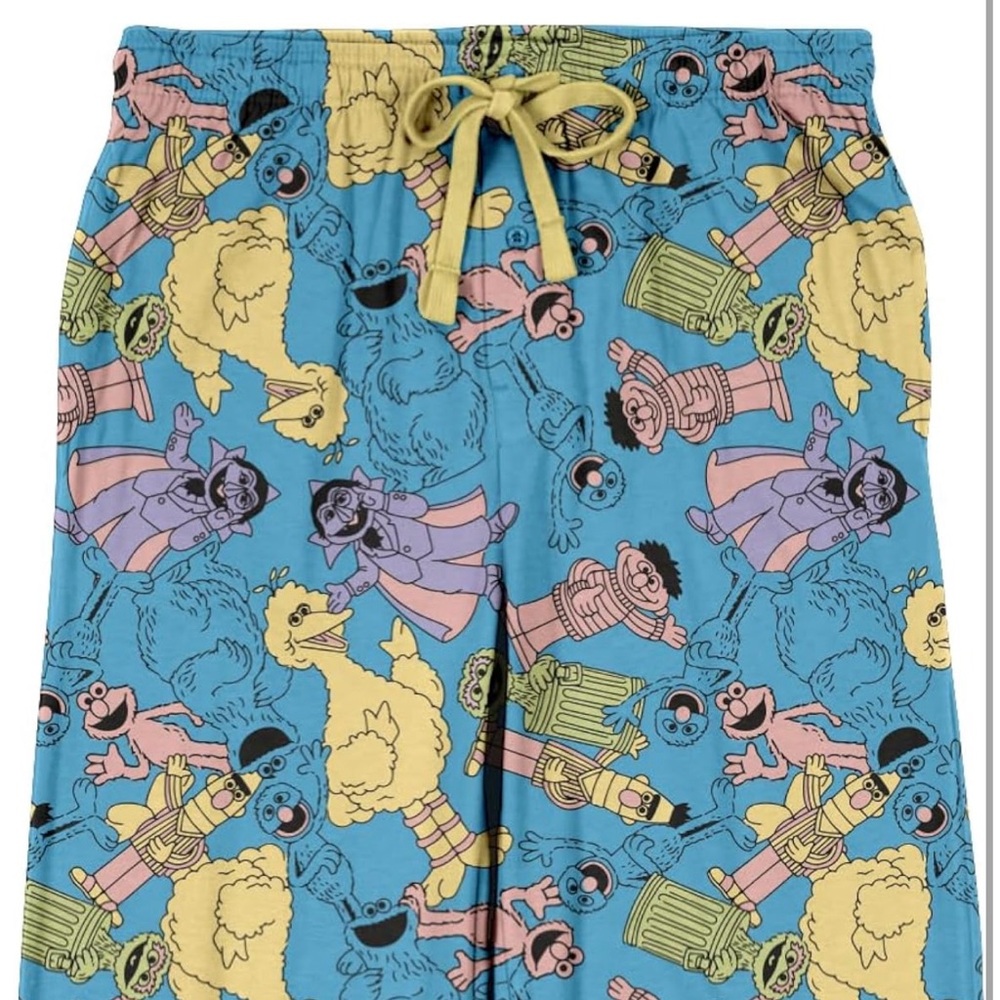 Mens Sesame Street Sleep Lounge Pajama Pants LARGE Big Bird Oscar Elmo Count